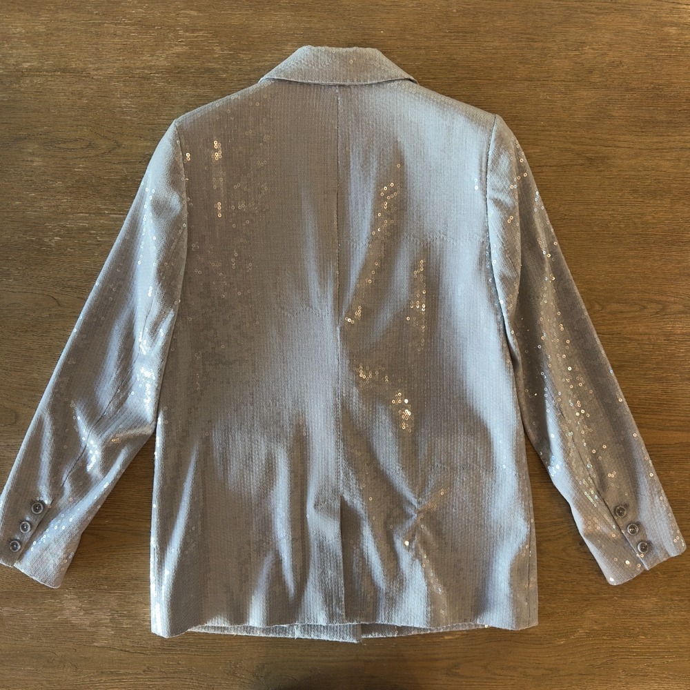 Good American Sequin Oversized Blazer-Heather Grey Color-Size Small RRP $329 - Picture 15 of 16